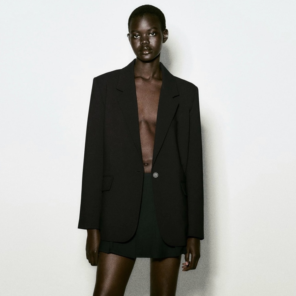 NWT Zara Black Minimalist Blazer Size Small
